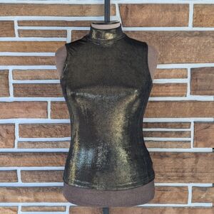 Vintage 00s Y2K Shimmering Gold & Black Sleeveless Top. size small